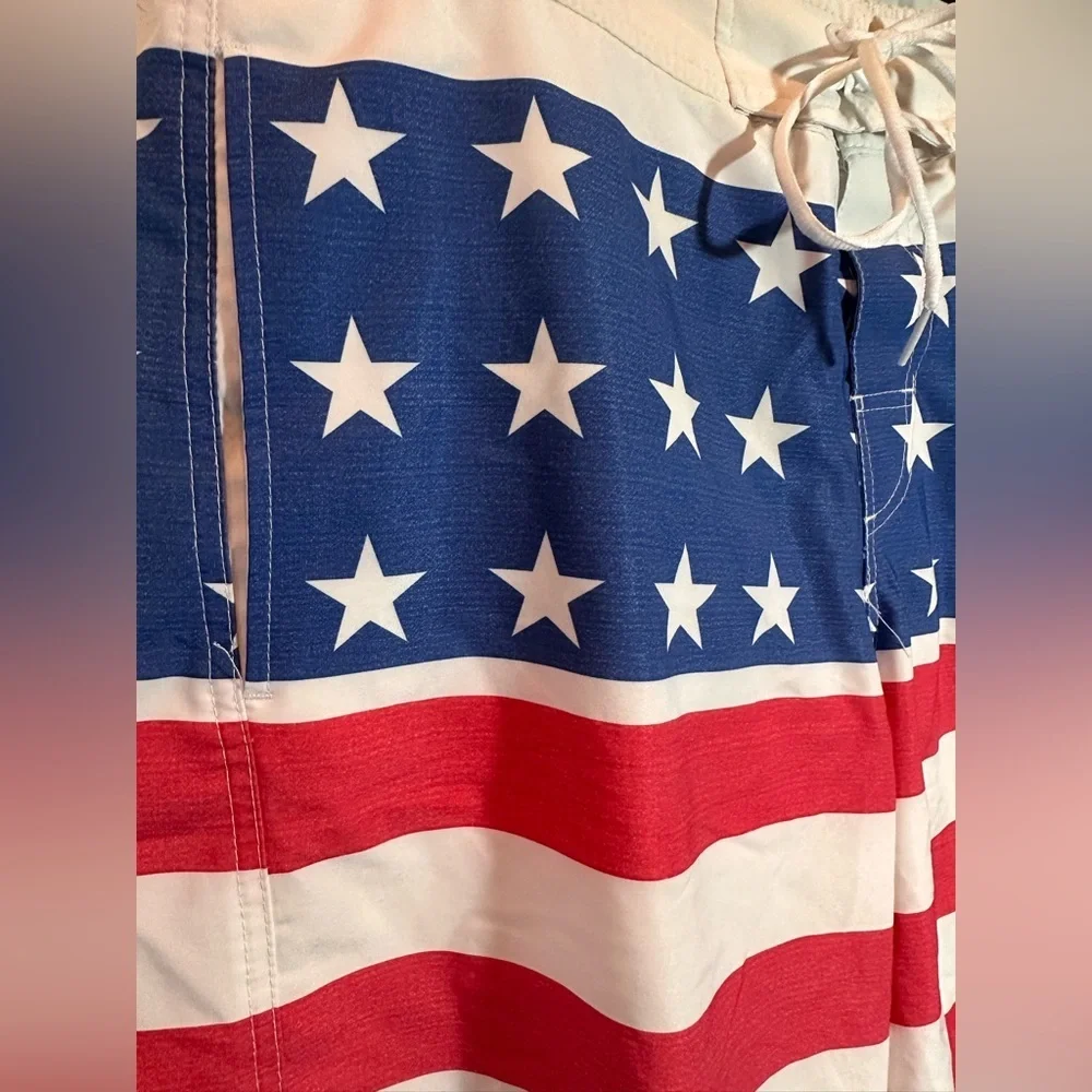 Chicago Cubs Men's Red White Blue Stars And Stripes Swim Board Shorts Size Lg